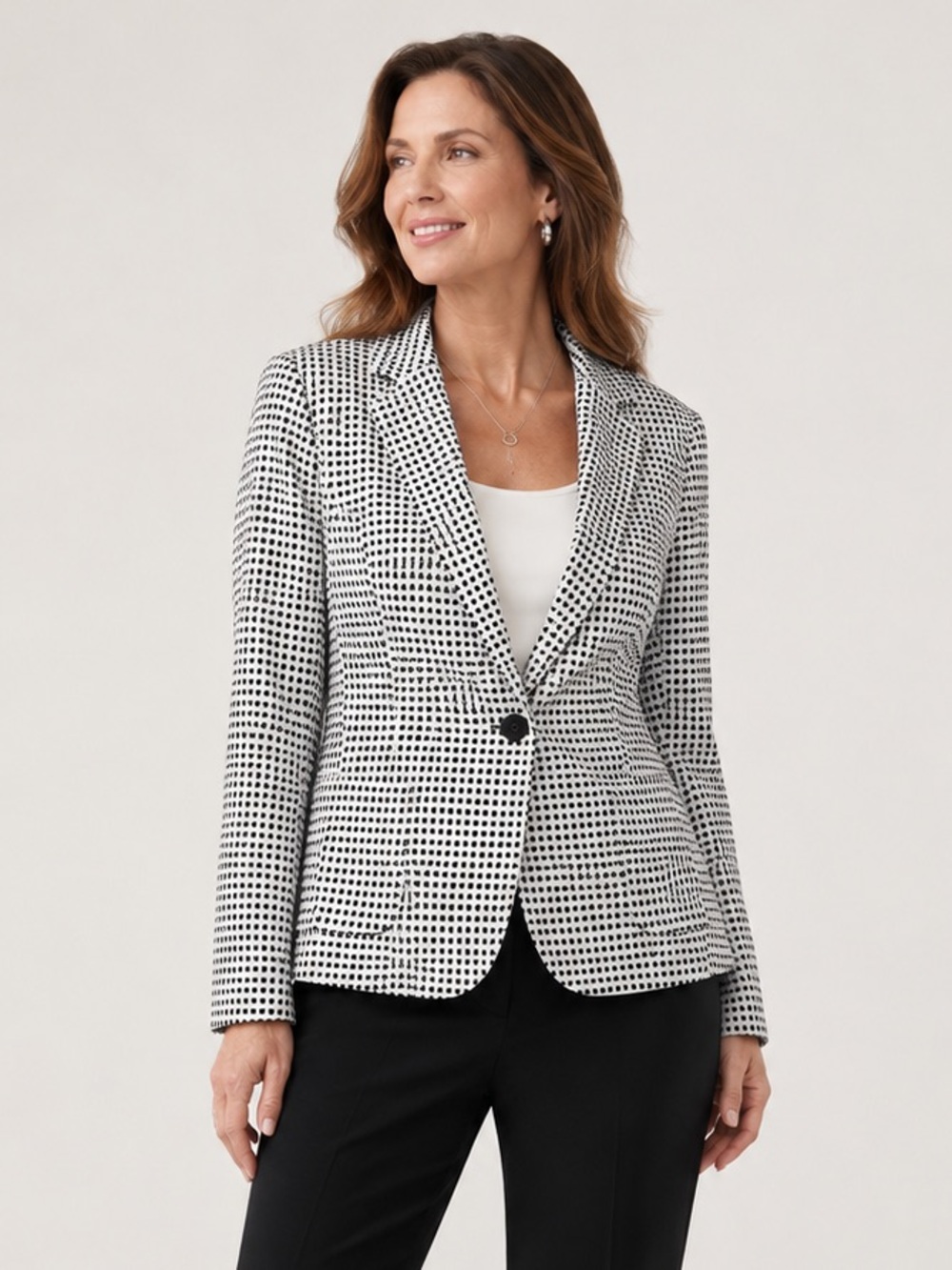 Talbots Checked Single Button Blazer - M